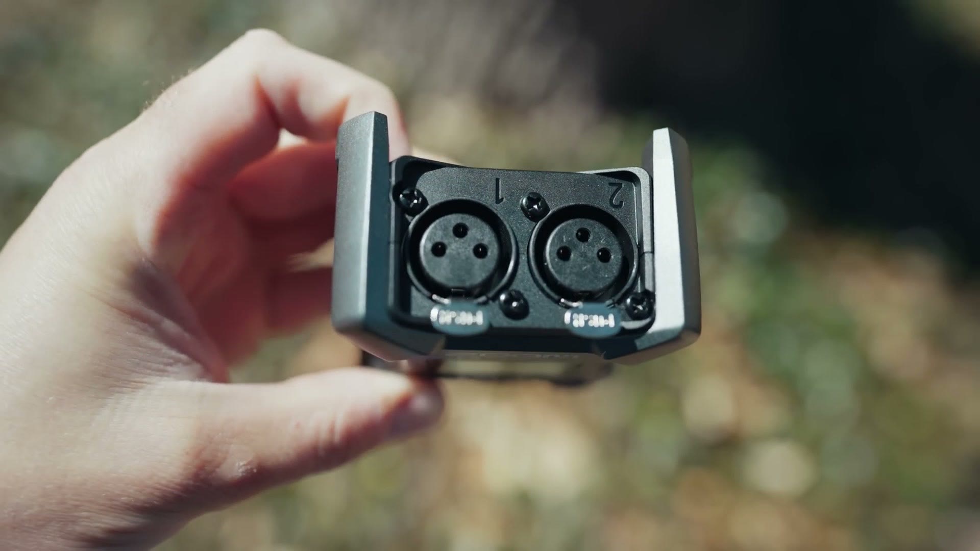 Close up of the Zoom F3's two XLR-only inputs