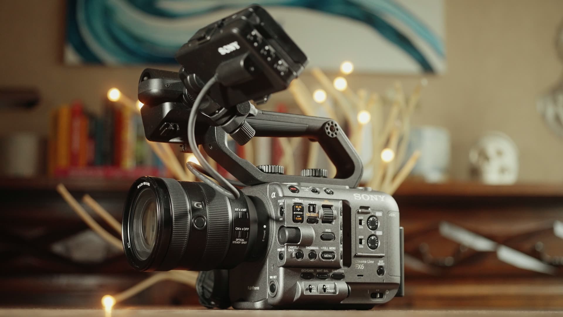 Sony FX6 cinema camera on a table, one of four Sony cameras that share the a7S III's 12 megapixel sensor